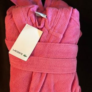 Pinky terrycloth Lacoste hooded robe